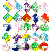 Loveyc 25PCS Simple Fidget Toy Mini Stress Relief Hand Toys Keychain Toy Push Bubble Wrap Pop Anxiety Stress Reliever Home Office School Desk Toy for Kids Adults (25PCS), One size