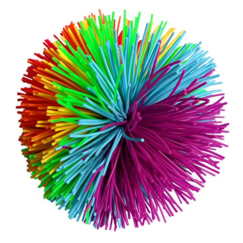 3.2Inch Colorful Stringy Ball,Thick Silicone Bouncing Fluffy Jugging Ball Monkey Stress Ball Office Stress Toys (Rainbow, Medium)