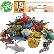 Load image into Gallery viewer, ValeforToy Ocean Sea Animal,18 Pack Rubber Bath Toy Set,Food Grade Material TPR Super Stretchy, Some Kinds Can Change Colour, Squishy Floating Bathtub Toy Figure Party,Realistic Shark Octopus Fish
