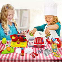 Load image into Gallery viewer, FUNERICA Toy Cash Register with Scanner - Microphone - Calculator - Play Pots and Pans - Cutting Play Food &amp; Chef Hat | Play Restaurant/Grocery/Supermarket Cashier Toy
