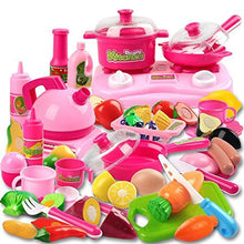 Load image into Gallery viewer, Kimicare 58 Piece Kitchen Cooking Set Girls Boys Fruit Vegetable Tea Playset Toy For Kids Early Age
