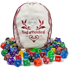 Load image into Gallery viewer, Wiz Dice Bag of Holding: Collection of 140 Polyhedral Dice in 20 Guaranteed Complete Sets for Tabletop Role-Playing Games - Solids, Translucents, Sultry Swirls &amp; Shimmering Sparkles
