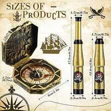 Load image into Gallery viewer, 2 Pieces Pirate Compass Toy Pirate Theme Party Supply Antique Captain Compass Toy Retro Telescope Toy Pirate Telescope and Compass Treasure Play for Pirate Cosplay Party Decor, Party Favors
