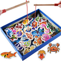 Baby Toys 32pcs Magnetic Fishing Educational Fishing Game Funny Garden Game Wooden Toys Children Birthday