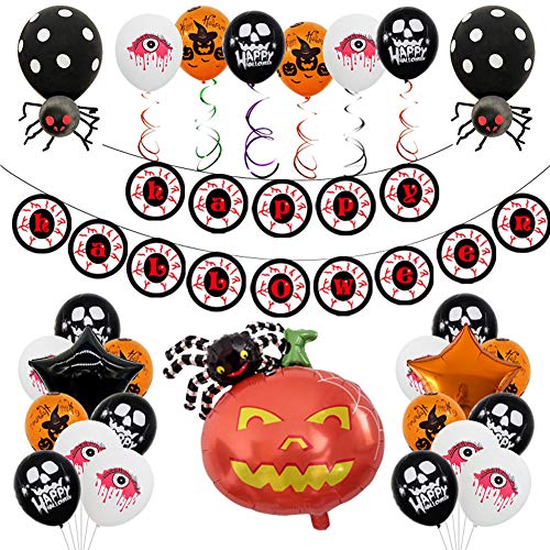 Halloween Party Decorations - Happy Halloween Banner, Latex Garland Balloons for Halloween Party, Decoration Party Supplies