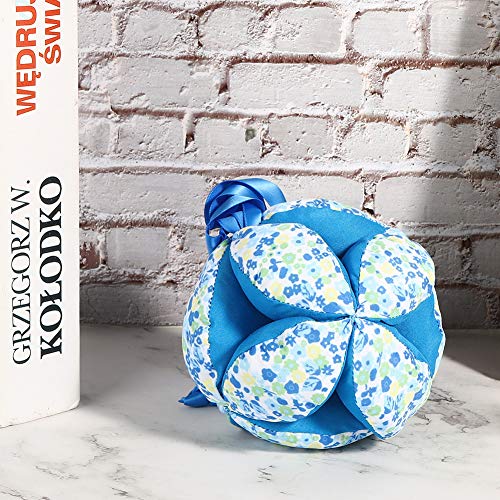 Practical Ball Toy with Ribbon Colored Ball Toy, Unique Design for Infant(Blue)
