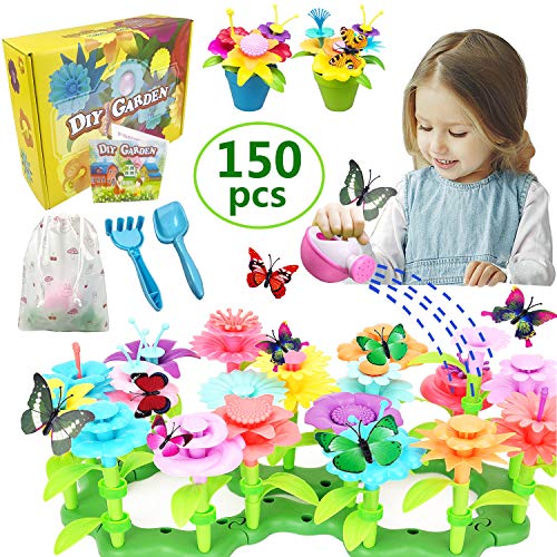 Gifts Toys for 3, 4, 5, 6 Year Old Girls - DIY Flower Garden Building Kits Educational Outdoor Activity for Preschool Toddlers Playset STEM Toy Crafts Birthday Easter Gifts for Girls Kids