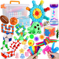 PhyPa 40PC Fidget Pack, Sensory Toy Set, Fidget Toy Set, Wheel Pop Toy, Cube, Bean Keychain, Stress Relief Hand Toys Decompression Anti-Anxiety Toy for Kids and Adults Birthday Party Bag