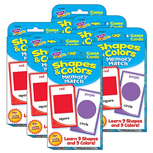 Trend Enterprises Shapes and Colors Memory Match Challenge Cards, 6 Packs