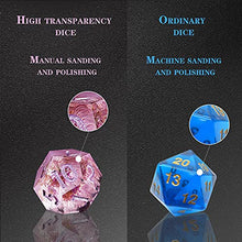Load image into Gallery viewer, Mini Planet Dice with Sharp Edges and Glitter Inclusions for TTRPG Dungeons and Dragons Dice Hoard Dice Goblin Polyhedral Dice Collection Dice DND 5E Holographic Iridescent Dice Set Spooky Flower
