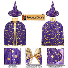 Load image into Gallery viewer, 2 Sets Kids Halloween Costumes Witch Cloak Witch Cape with Hat Children Halloween Costume Kids Cosplay Party Accessories for 3-12 Years Kids Boys Girls(Purple)
