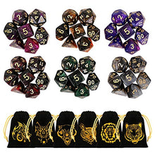 Load image into Gallery viewer, GWHOLE 42 Pcs(6 Sets) Polyhedral Dice with Gold Pattern Drawstring Pouches for DND RPG MTG Dungeon and Dragons Table Board Roll Playing Games, Style 1
