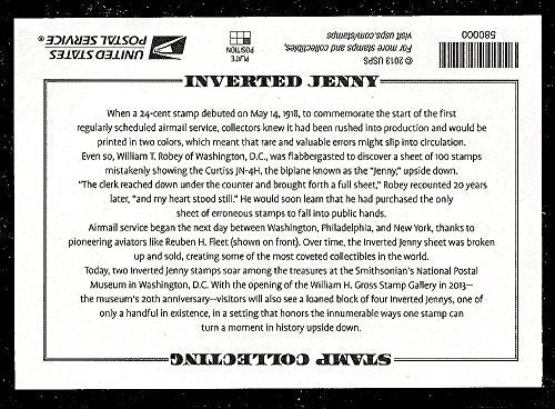 Inverted Jenny, Full Pane of 6 x $2 Postage Stamps, USA 2013, Scott 4806