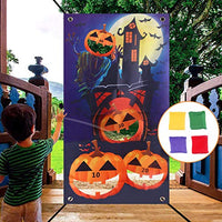 Blovec Halloween Pumpkin Ghost Castle Toss Games Banner with 4 Bean Bags for Kids, Adults, Family Party Favors, Indoor and Outdoor Halloween Decorations