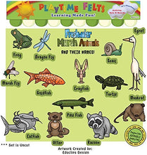 Load image into Gallery viewer, Playtime Felts Freshwater Marsh Animals and Their Names Felt Set for Flannel Board Storytime
