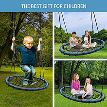 Load image into Gallery viewer, Saucer Tree Swing for Kids Adults, 750lb Weight Capacity 40 Inch Swing Set Outdoor Rope Tree Swing with Big Saucer 2pcs 10ft Tree Hanging Straps, Blue
