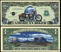 American Biker Million Dollar Bill with Bonus Thanks a Million Gift Card Set and Clear Protector