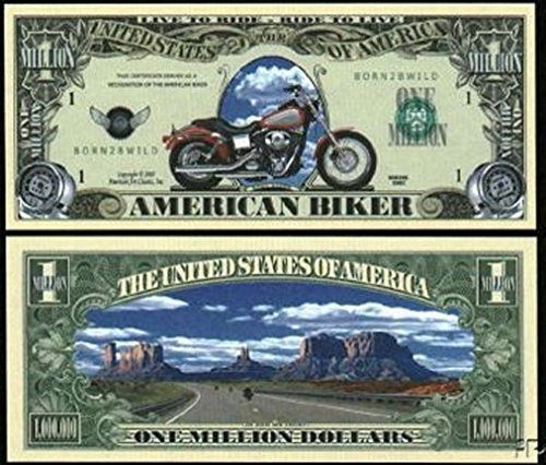 American Biker Million Dollar Bill with Bonus Thanks a Million Gift Card Set and Clear Protector
