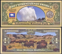 Load image into Gallery viewer, Yellowstone National Park Novelty Million Dollar Bills - Lot of 100 Bills
