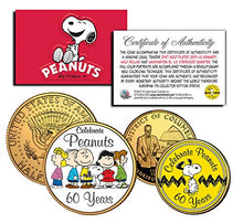 Load image into Gallery viewer, MKMT Peanuts &amp; The Gang Charlie Brown &amp; Snoopy Celebrate 60 Years JFK Kennedy Half Dollar &amp; Quarter Set! COA &amp; Display CASE!
