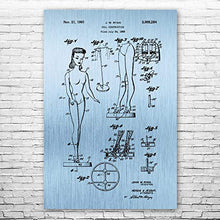 Load image into Gallery viewer, Patent Earth Doll Construction Poster Print, Toy Lover Gift, Toy Store Art, Play Room Art, Doll Collector Gift, Fashion Doll Art Blue Steel (16 inch x 20 inch)
