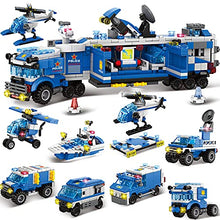 Load image into Gallery viewer, 968 Pieces City Police Station Building Blocks Set, 24-in-1 Mobile Command Center Truck Building Toy Includes Cop Car, Helicopter, Patrol Boat, Learning &amp; Roleplay STEM Toy Gift for Boys Girls Aged 6+
