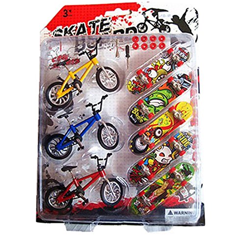 Remeehi Mini Finger Sports Skateboards with Metallic Stents 3 Bicycles 5 Skateboards