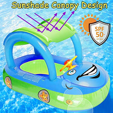Load image into Gallery viewer, iGeeKid Baby Inflatable Pool Float with Canopy, Car Shaped Babies Swim Float Boat with Sunshade Safty Seat for Toddler Infant Swim Ring Pool Spring Floaties Summer Beach Outdoor Play (Light Blue)
