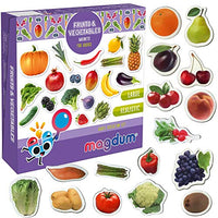 MAGDUM PHOTO FRUITs&Berries&VEGETABLEs-50 magnets for kitchen -real LARGE fridge magnets for toddlers- Magnetic EDUcational toys baby 3 year old baby - LEARNing magnets for kids- Kid magnets