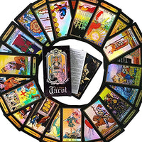AIEWEV Tarot Deck with Guidebook,Classic 78-Tarot Cards Set,Colorful Holographic Cards Glowing Fortune Telling Game for Beginners,Expert Readers,Tarot Lover(English Manual)