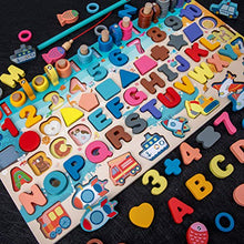 Load image into Gallery viewer, NUOBESTY Wooden Toys Magnetic Puzzle Board Wood Magnetic Puzzle Activity Game Magnetic Fishing Toys Educational Blocks for Kids Boys Girls
