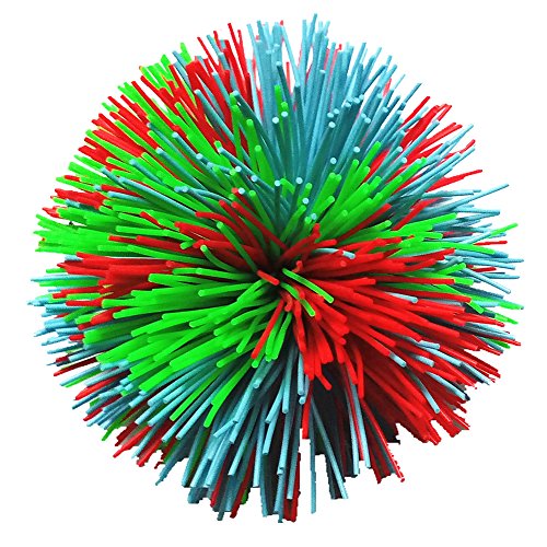 3.2Inch Colorful Stringy Ball,Thick Silicone Bouncing Fluffy Jugging Ball Monkey Stress Ball Office Stress Toys (Blue Red Green, Medium)