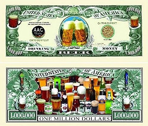 10 Beer Million Dollar Bills with Bonus Thanks a Million Gift Card Set