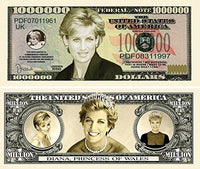 Princess Diana Million Dollar Bill with Bonus Thanks a Million Gift Card Set and Clear Protector