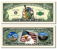 5 Lady Liberty Million Dollar Bills with Bonus Thanks a Million Gift Card Set