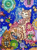 QGHZSCS Paint by Numbers DIY Cartoon Cat Pictures Animals A3(40X50Cm Frameless)