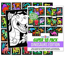 Load image into Gallery viewer, Super Pack of 18 Fuzzy Velvet Coloring Posters (Dinosaurs Edition) - Arts &amp; Crafts for Boys and Girls - Great for After School, Travel, Quiet Time, Group Activities, and Coloring with Friends
