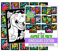 Super Pack of 18 Fuzzy Velvet Coloring Posters (Dinosaurs Edition) - Arts & Crafts for Boys and Girls - Great for After School, Travel, Quiet Time, Group Activities, and Coloring with Friends