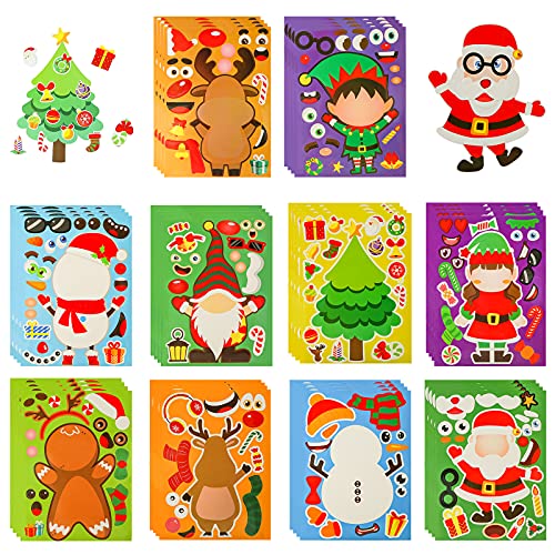 LOVESTOWN 40 PCS Kids Christmas Activities Stickers, Christmas Party Games Stickers Make Your Own Christmas Stickers Christmas Games Supplies for Window Decor