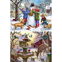 Load image into Gallery viewer, Bits and Pieces - Value Set of Two (2) 1000 Piece Jigsaw Puzzles for Adults - Each Puzzle Measures 20&quot; x 27&quot; - 1000 pc Snowman Snow Day, Sunrise Feasting Winter Jigsaws by Artist Liz Goodrick-Dillon
