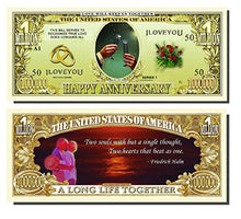 Load image into Gallery viewer, &quot;Happy Anniversary&quot; Million Dollar Bill - 10 Count with Bonus Clear Protector &amp; Christopher Columbus Bill
