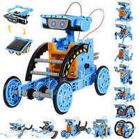 Sillbird STEM Projects 12 in 1 Solar Robot Toys for Kids, 190 Pieces Solar and Cell Powered Dual Drive Motor DIY Building Science Learning Educational Experiment Kit, Gift for Boys Girls Aged 8-12