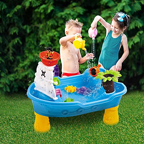 Huokan Kids Play Water Center Pirate Ship Water & Sand Table for Toddlers Kids Age 2-4 Indoor Outdoor Water Play Table Play Beach Activity Game Set Parent-Child Interactive Game Set