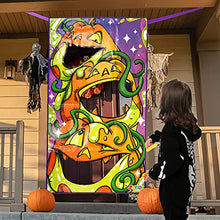Load image into Gallery viewer, JOYIN Halloween Bean Bag Toss Games for Kids, Halloween Pumpkin Themed Toss Games with 4 Bean Bags, Halloween Games Party Favor Decorations 30&quot; x 54&quot;
