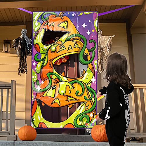 JOYIN Halloween Bean Bag Toss Games for Kids, Halloween Pumpkin Themed Toss Games with 4 Bean Bags, Halloween Games Party Favor Decorations 30