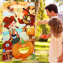 Load image into Gallery viewer, Thanksgiving Bean Bag Toss Games with 3 Bean Bags for Kids Adults Hanging Toss Game Banner Turkey Pumpkins Scarecrow Background Family Autumn Give and Thanks Theme Party Favor Supplies
