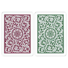 Load image into Gallery viewer, Copag 1546 Design 100% Plastic Playing Cards, Poker Size Jumbo Index Green/Burgundy Double Deck Set
