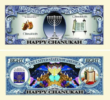 Load image into Gallery viewer, 5 Chanukah Collectible Bills with Bonus Thanks a Million Gift Card Set
