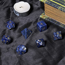 Load image into Gallery viewer, SUNYIK 7 PCS Polished Crystal Stone Polyhedral DND Dice Set for for RPG MTG Table Games, DND Game Dice Polyhedral Dungeons and Dragons for Office Home Decoration, Sodalite
