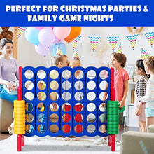 Load image into Gallery viewer, COSTWAY Jumbo 4-to-Score Giant Game Set, 4 in A Row for Kids and Adults, 3.5FT Tall Indoor &amp; Outdoor Game Set with 42 Jumbo Rings &amp; Quick-Release Slider, Perfect for Holiday Party &amp; Family Game, Red
